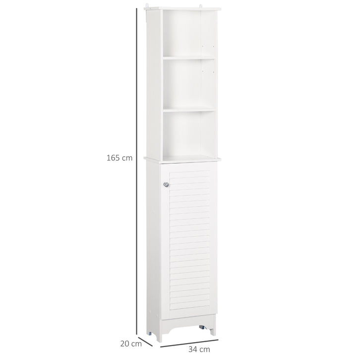 Freestanding Tallboy Bathroom Storage Cabinet w/ 6 Shelves Cupboard Tower Organisation Home Bathroom Furniture White