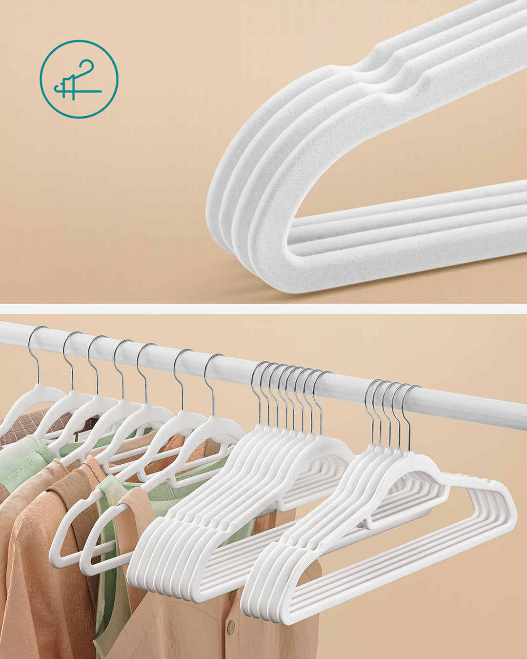 50-Pack Non-Slip Velvet Coat Hangers