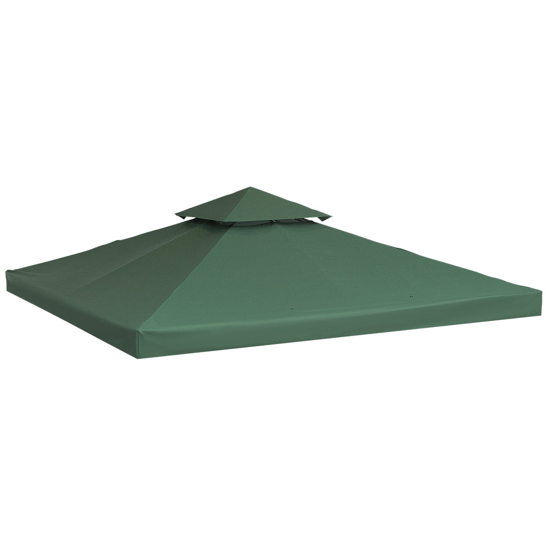 3 x 3 m Gazebo Top Cover Double Tier Canopy Replacement Pavilion Roof Dark Green