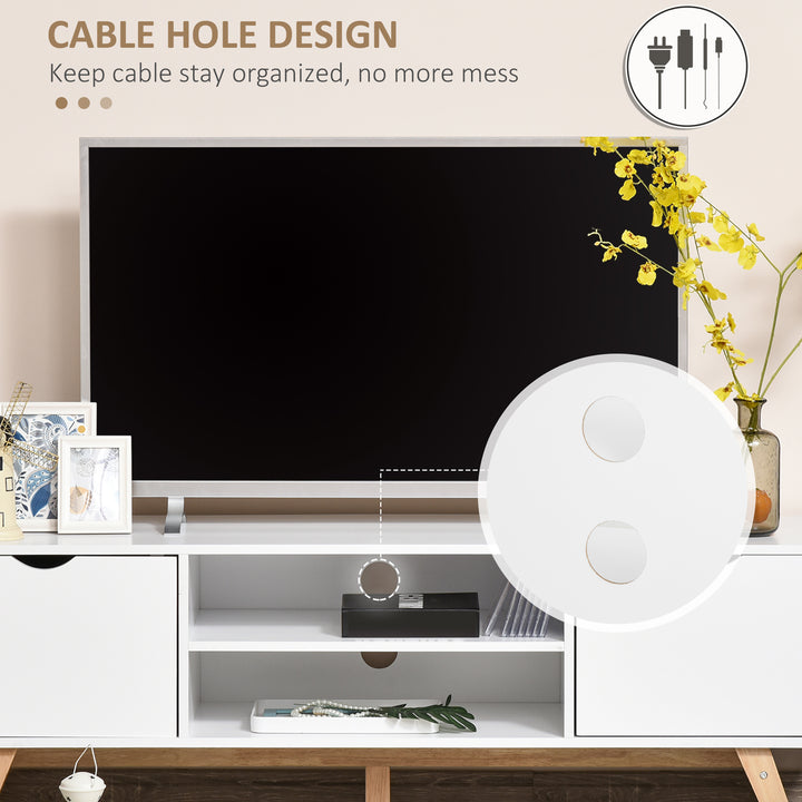 HOMCOM Particle Board 4-Compartment Media Unit White