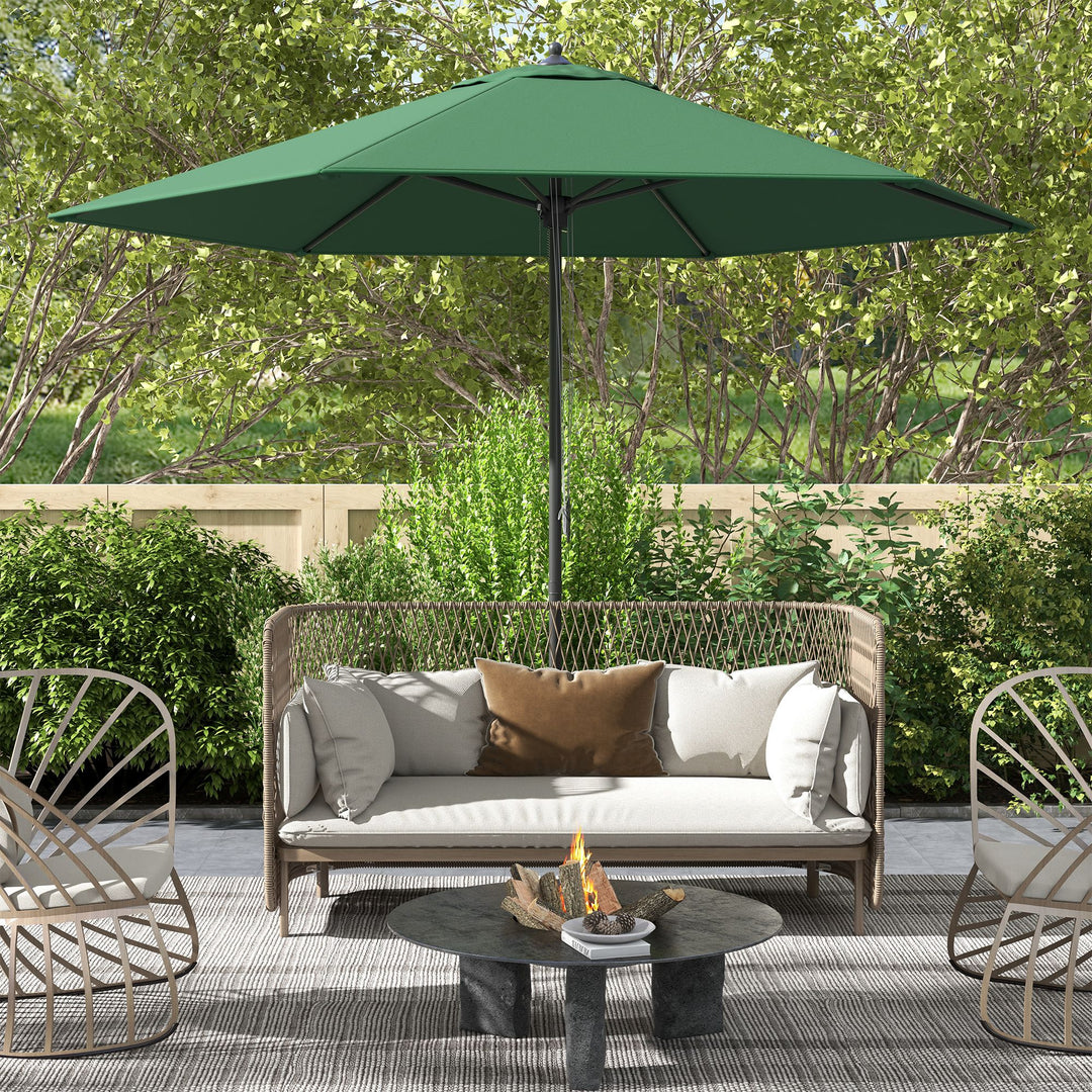 Outsunny 2.8m Patio Parasols Umbrellas Outdoor 6 Ribs Sunshade Canopy Manual Push Garden Backyard Furniture, Green