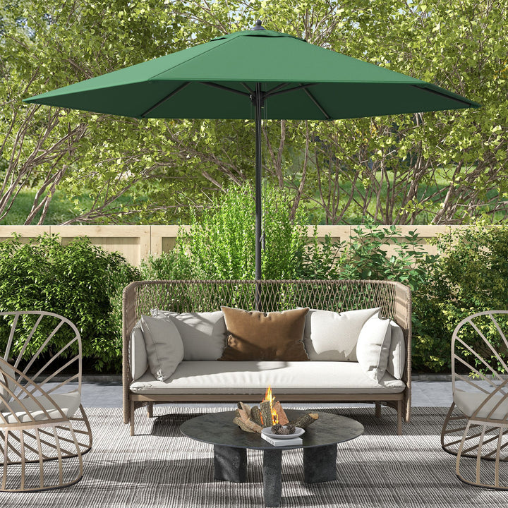 Outsunny 2.8m Patio Parasols Umbrellas Outdoor 6 Ribs Sunshade Canopy Manual Push Garden Backyard Furniture, Green