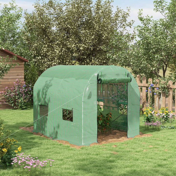 Walk-In Polytunnel Greenhouse, with Steel Frame, Green