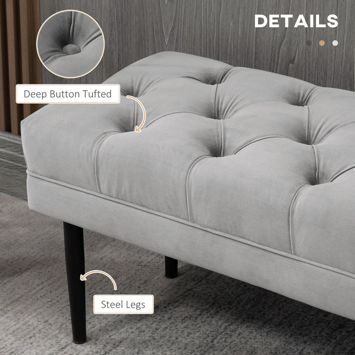 Entryway Bench, Bed End Bench, Button Tufted Window, Bedroom, Hallway, Grey