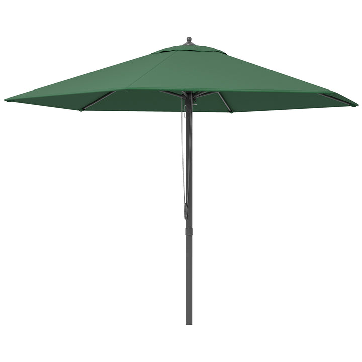 Outsunny 2.8m Patio Parasols Umbrellas Outdoor 6 Ribs Sunshade Canopy Manual Push Garden Backyard Furniture, Green