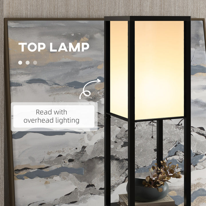 Modern Shelf Floor Lamp Soft Light 4-tier Open Shelves Living Room Storage Display