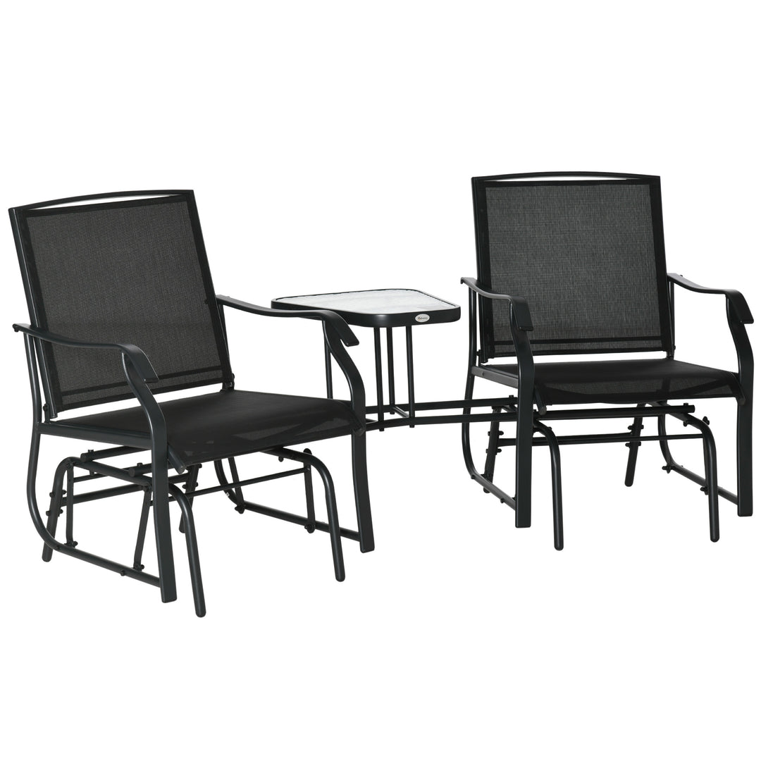 Garden Double Glider Rocking Chairs with Table