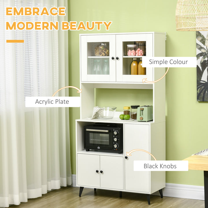 Freestanding Kitchen Cupboard, Modern Kitchen Storage Cabinet - White