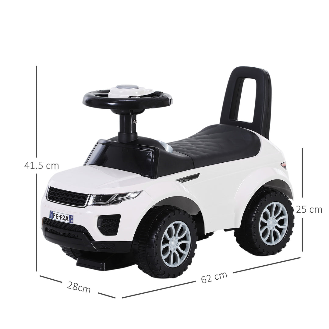 3-in-1 Ride On Car Foot To Floor Slider Toddler w/ Horn Steering Wheel NO POWER Manual Under Seat Storage Safe Design White