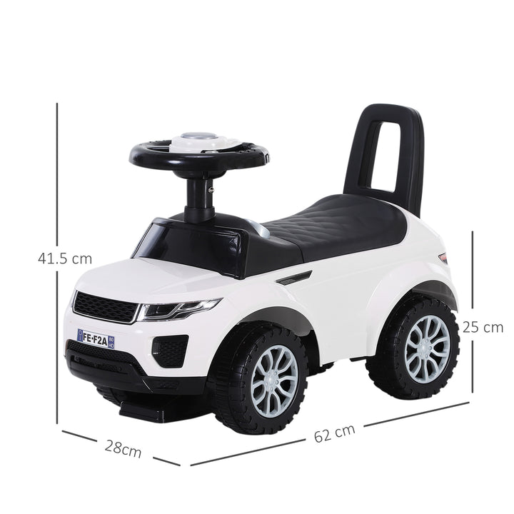 3-in-1 Ride On Car Foot To Floor Slider Toddler w/ Horn Steering Wheel NO POWER Manual Under Seat Storage Safe Design White