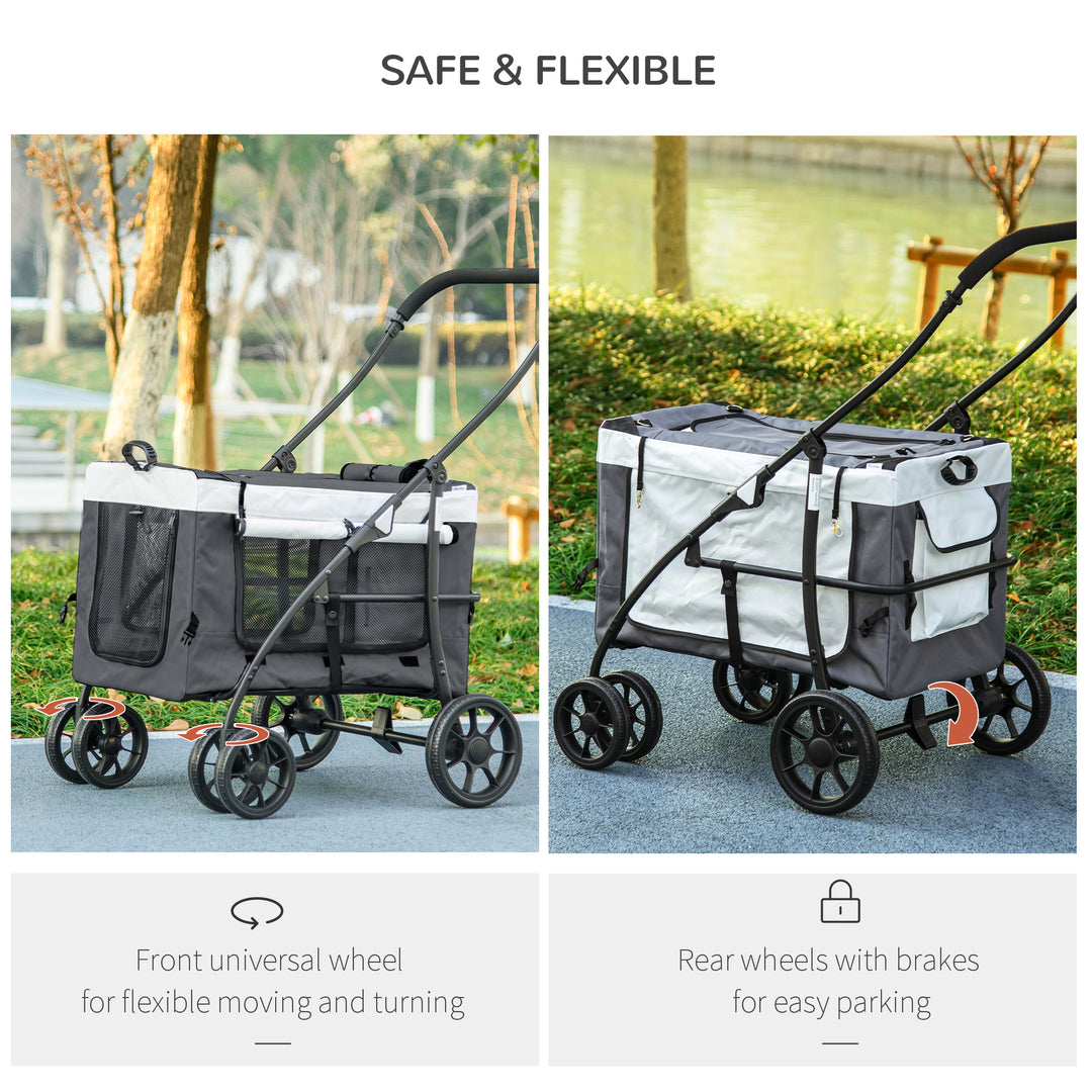Foldable Dog Stroller, Pet Travel Crate with Detachable Carrier