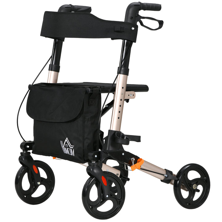 Rollator with Seat and Back, Folding Mobility Walker