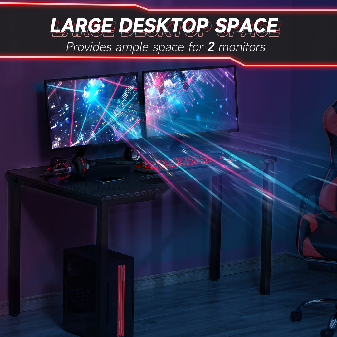 HOMCOM L-Shaped Gaming Desk, Computer Corner Desk with Cable Management, Home Office Workstation, 145 x 81 x 76cm, Black