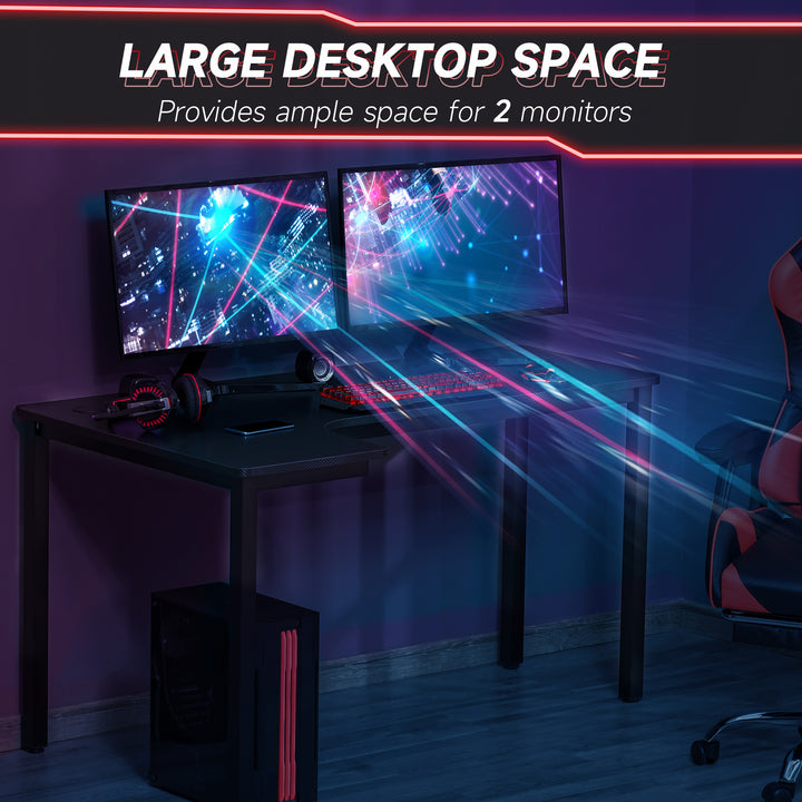 HOMCOM L-Shaped Gaming Desk, Computer Corner Desk with Cable Management, Home Office Workstation, 145 x 81 x 76cm, Black
