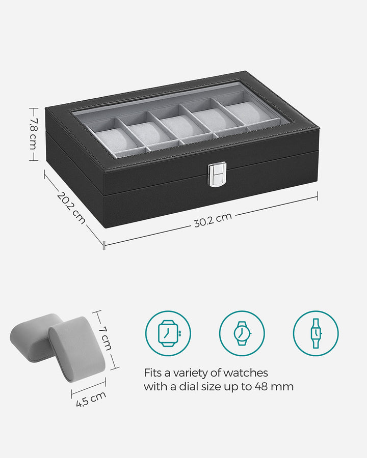 Black 12-Slot Watch Box