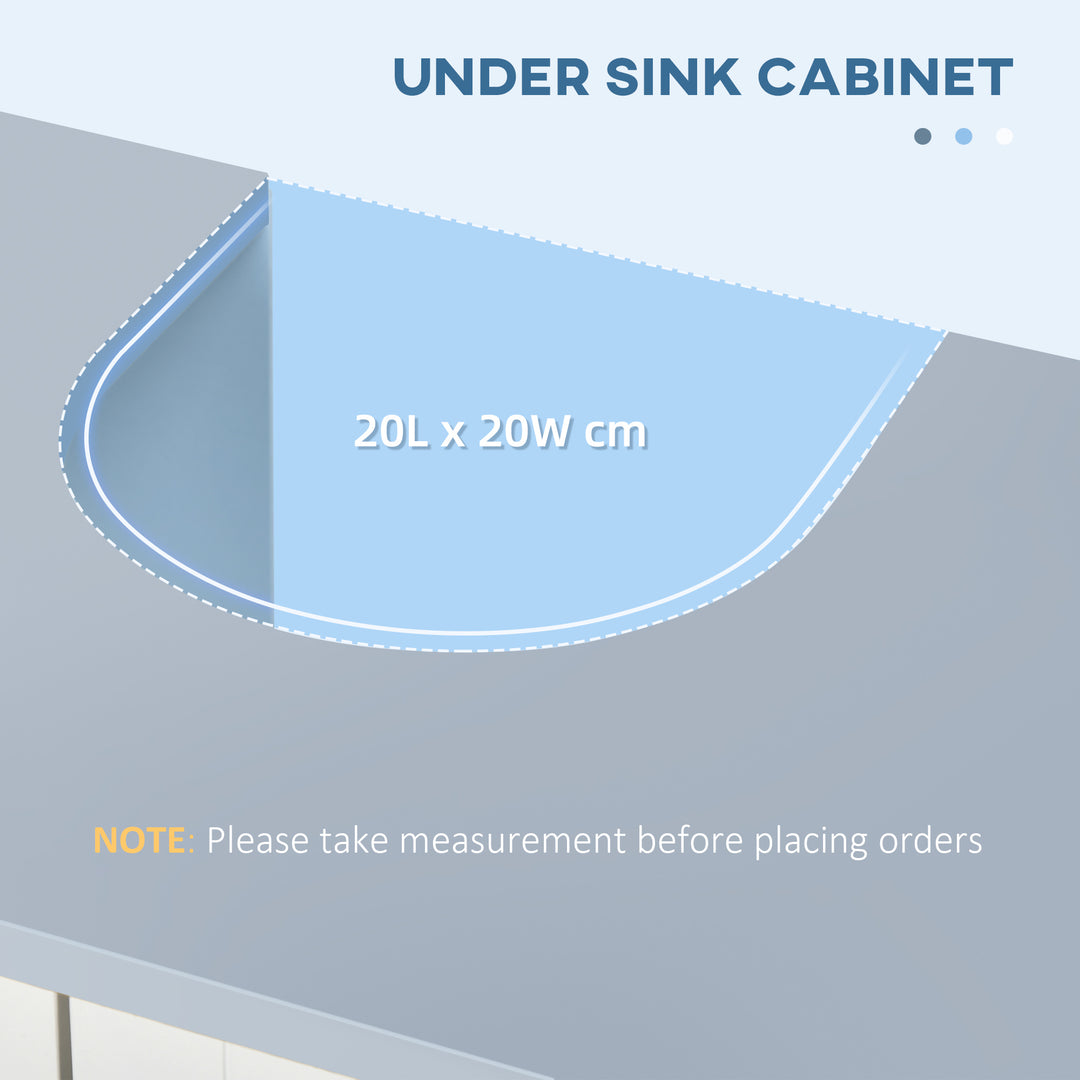 Pedestal Under Sink Cabinet with Double Doors, Modern Bathroom Vanity Unit, Storage Cupboard with Adjustable Shelves, White