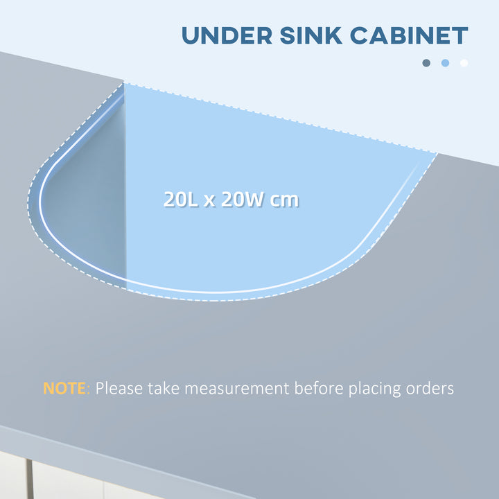 Pedestal Under Sink Cabinet with Double Doors, Modern Bathroom Vanity Unit, Storage Cupboard with Adjustable Shelves, White