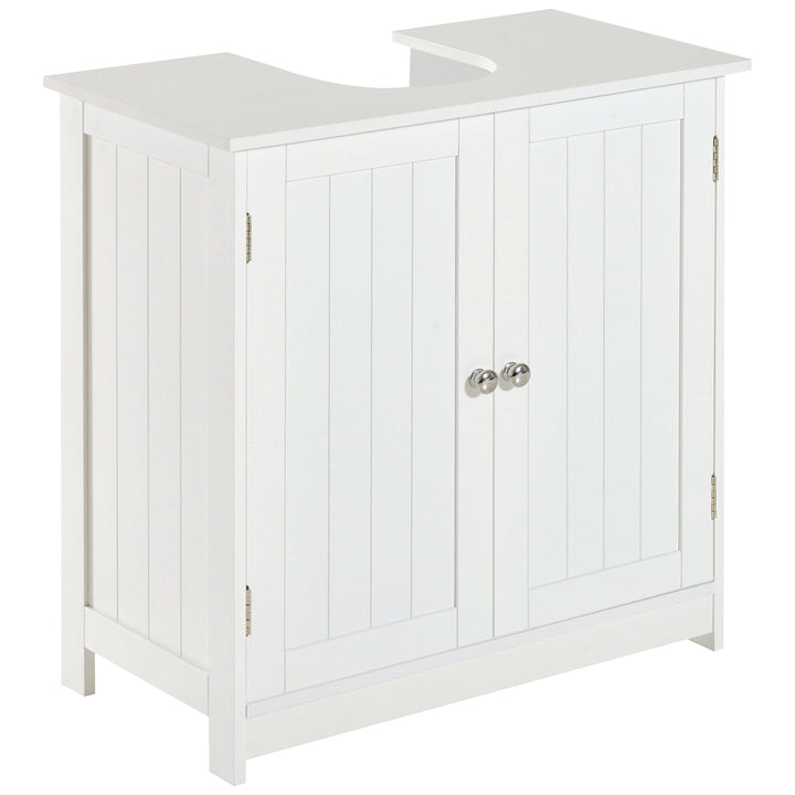 Under Sink Bathroom Storage Cabinet 2 Layers Vanity Unit Wooden - White