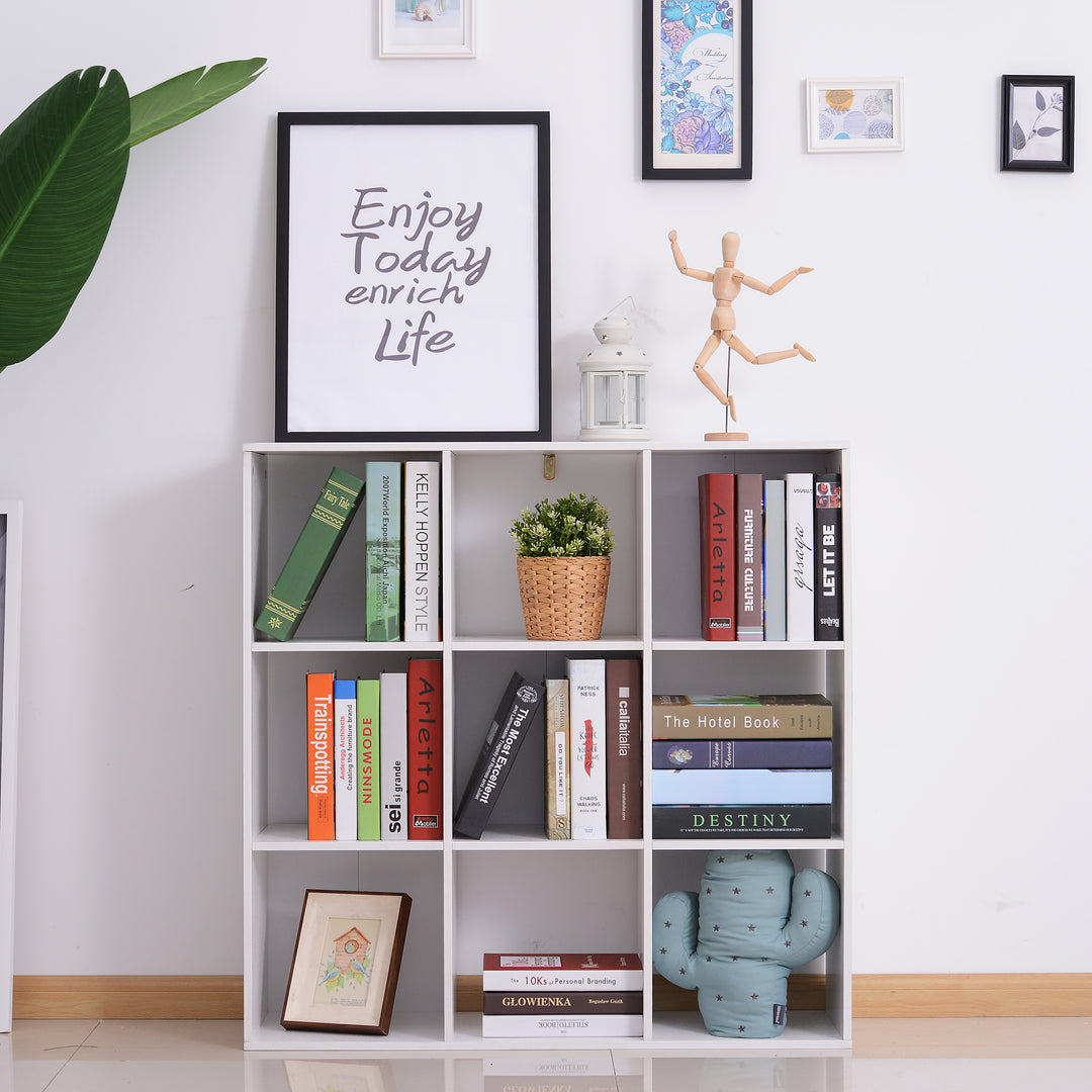 Wooden 9 Cube Storage Unit w/3 Tier Shelves Organiser Display Rack Living Room Bedroom Furniture - White