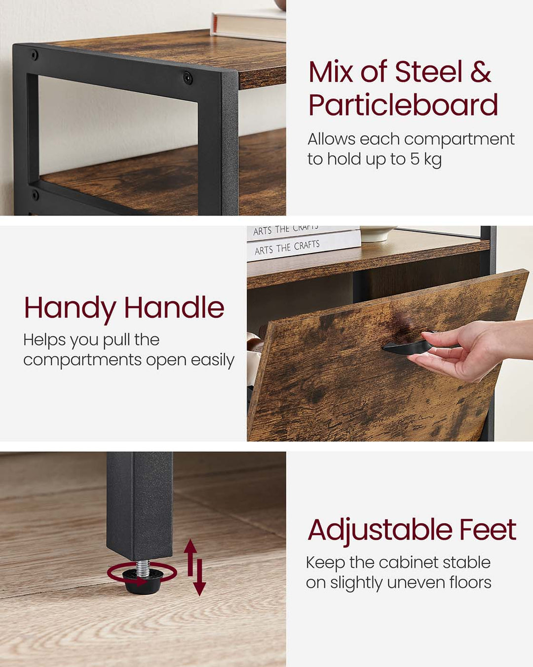 VASAGLE Shoe Cabinet With 3 Flip Doors