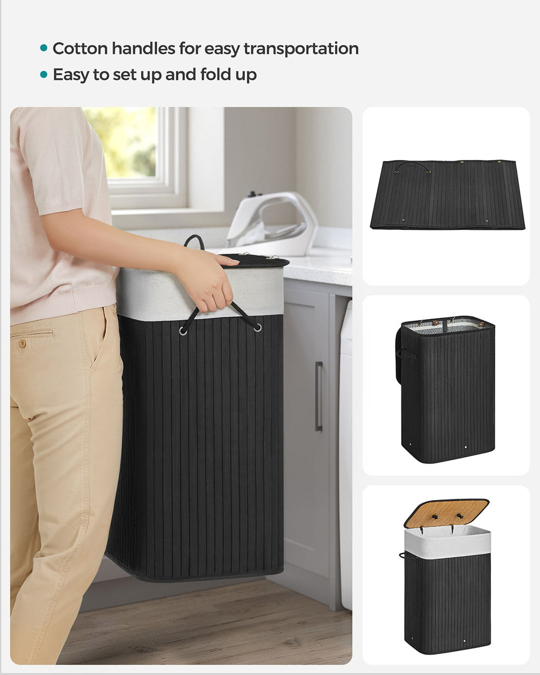 Bamboo Foldable Laundry Basket