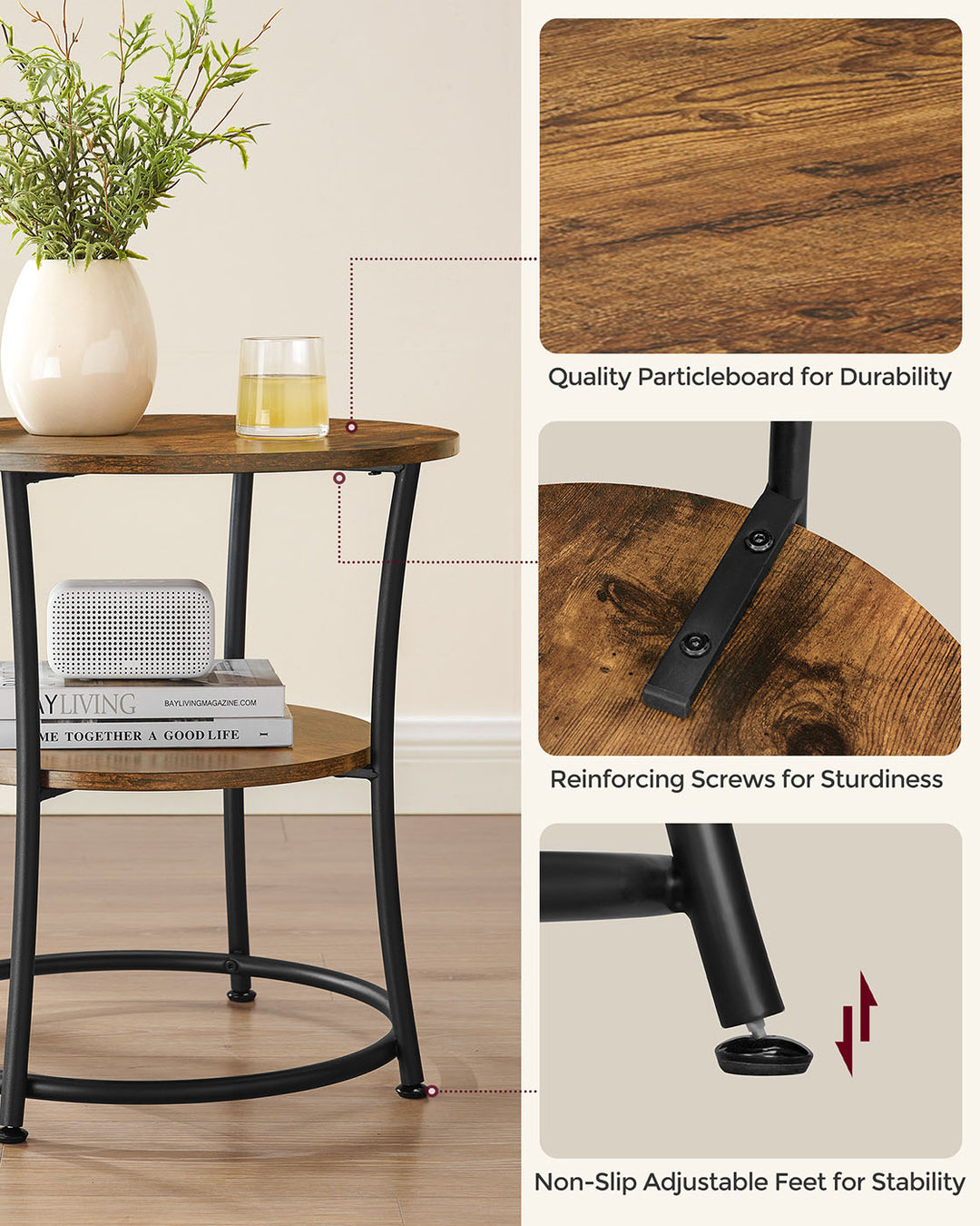 2 Shelves Side Table