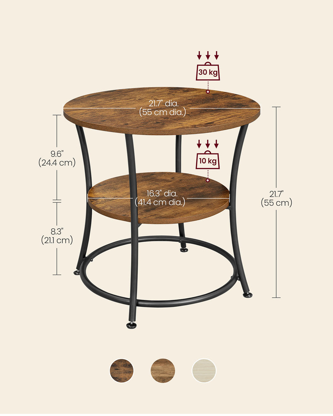 2 Shelves Side Table