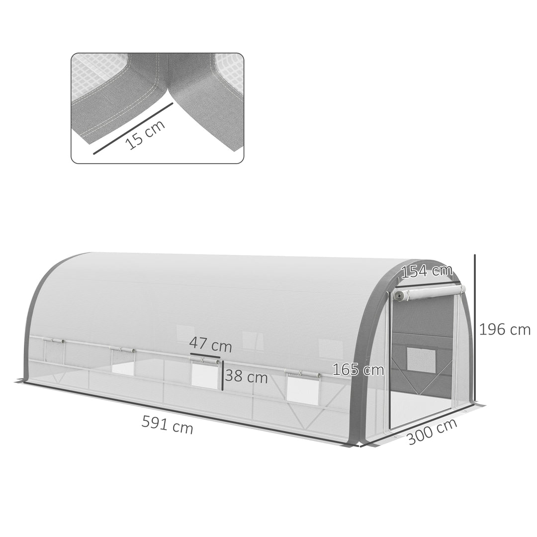 Polytunnel Greenhouse w/ Upgraded Structure, 15 Plant Labels-White