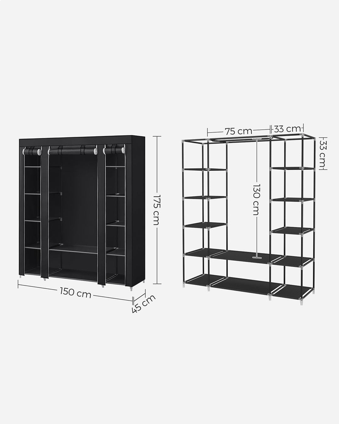12 Shelves Canvas Wardrobe