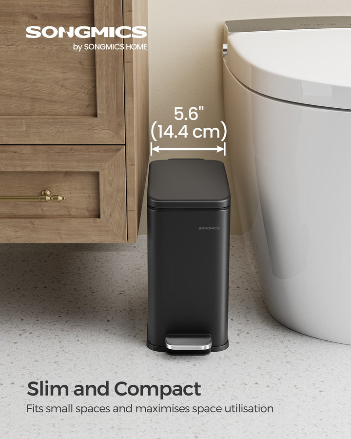 SONGMICS 5L Bathroom Bin with Lid Black