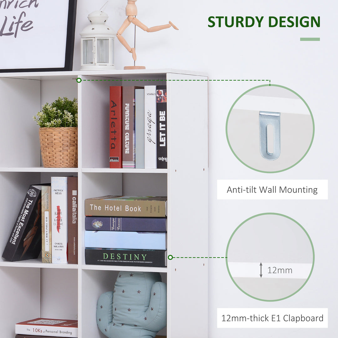Wooden 9 Cube Storage Unit w/3 Tier Shelves Organiser Display Rack Living Room Bedroom Furniture - White