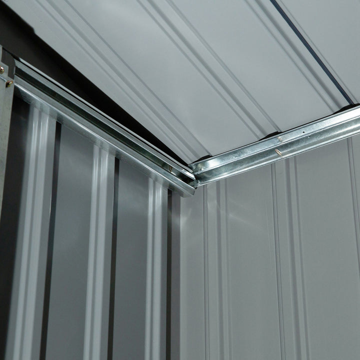 7ft x 4ft Lockable Garden Metal Storage Shed Large Patio Roofed Tool Storage Building Foundation Sheds Box Outdoor Furniture, Light Green