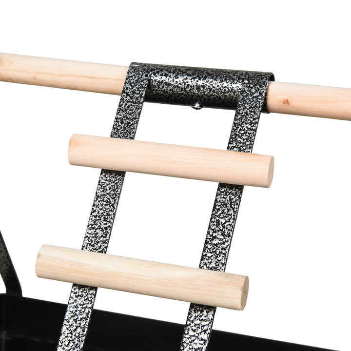 Portable Bird PlayStand Training Playground with Wood Perch Ladder Feeding Cups for Macaw Parrot Conure