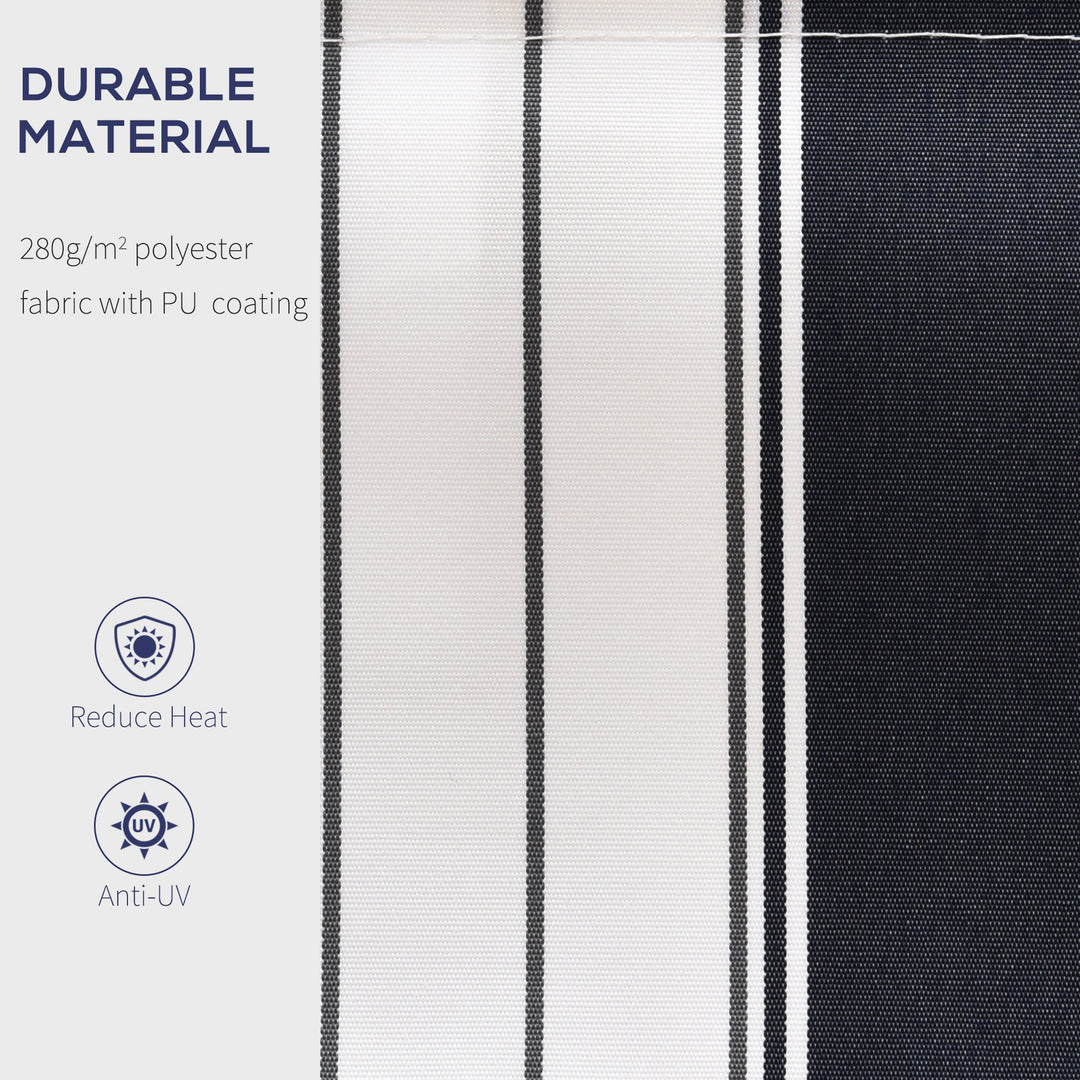 2.5m x 2m Garden Patio Manual Awning Canopy Sun Shade Shelter Retractable with Winding Handle Blue White
