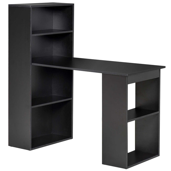 Modern Computer Desk Bookshelf  Writing Table Workstation PC Laptop Study Home Office 6 Shelves Black