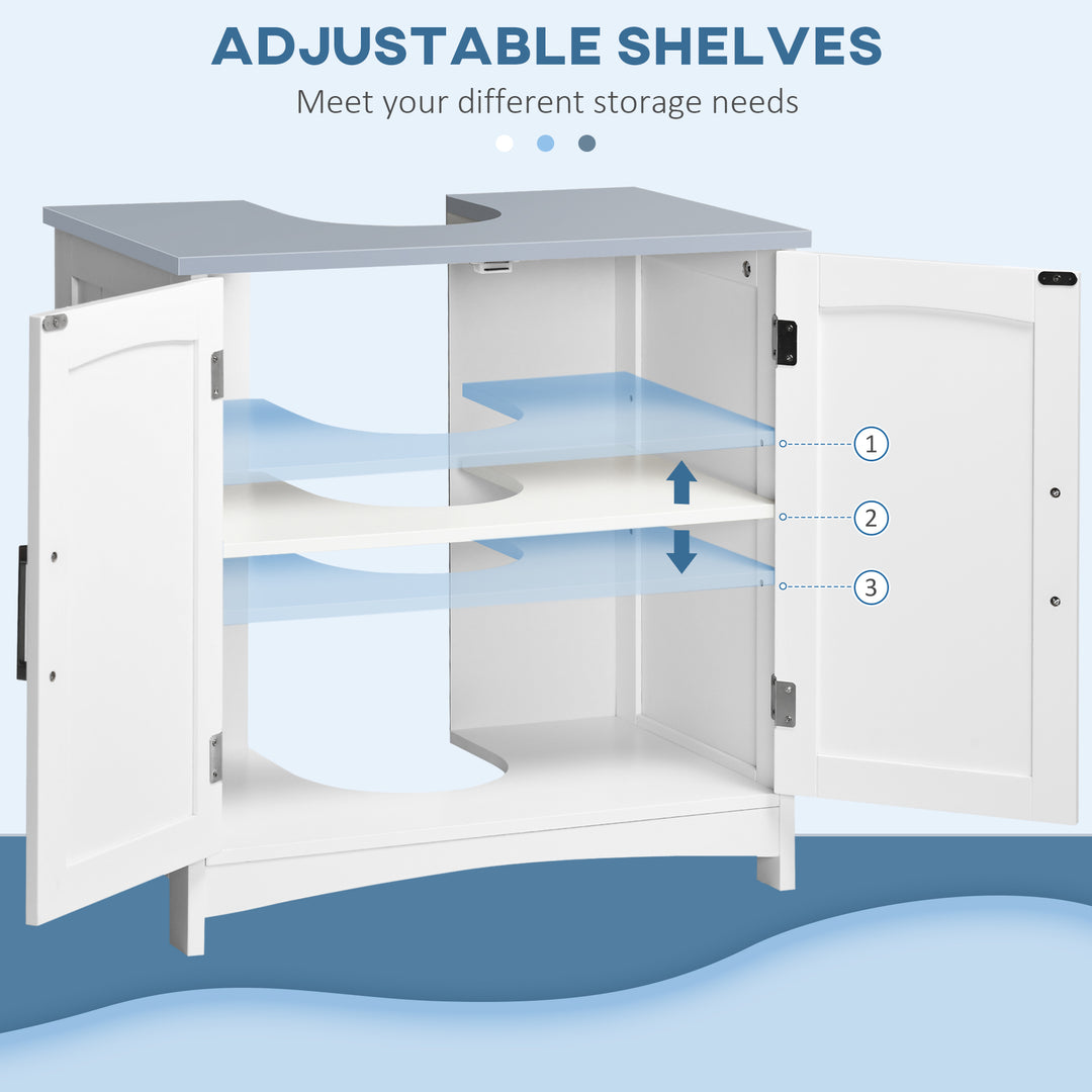 Pedestal Under Sink Cabinet with Double Doors, Modern Bathroom Vanity Unit, Storage Cupboard with Adjustable Shelves, White