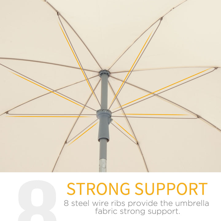 Outsunny 2.2M Tilt Beach Umbrella Parasol-Cream White