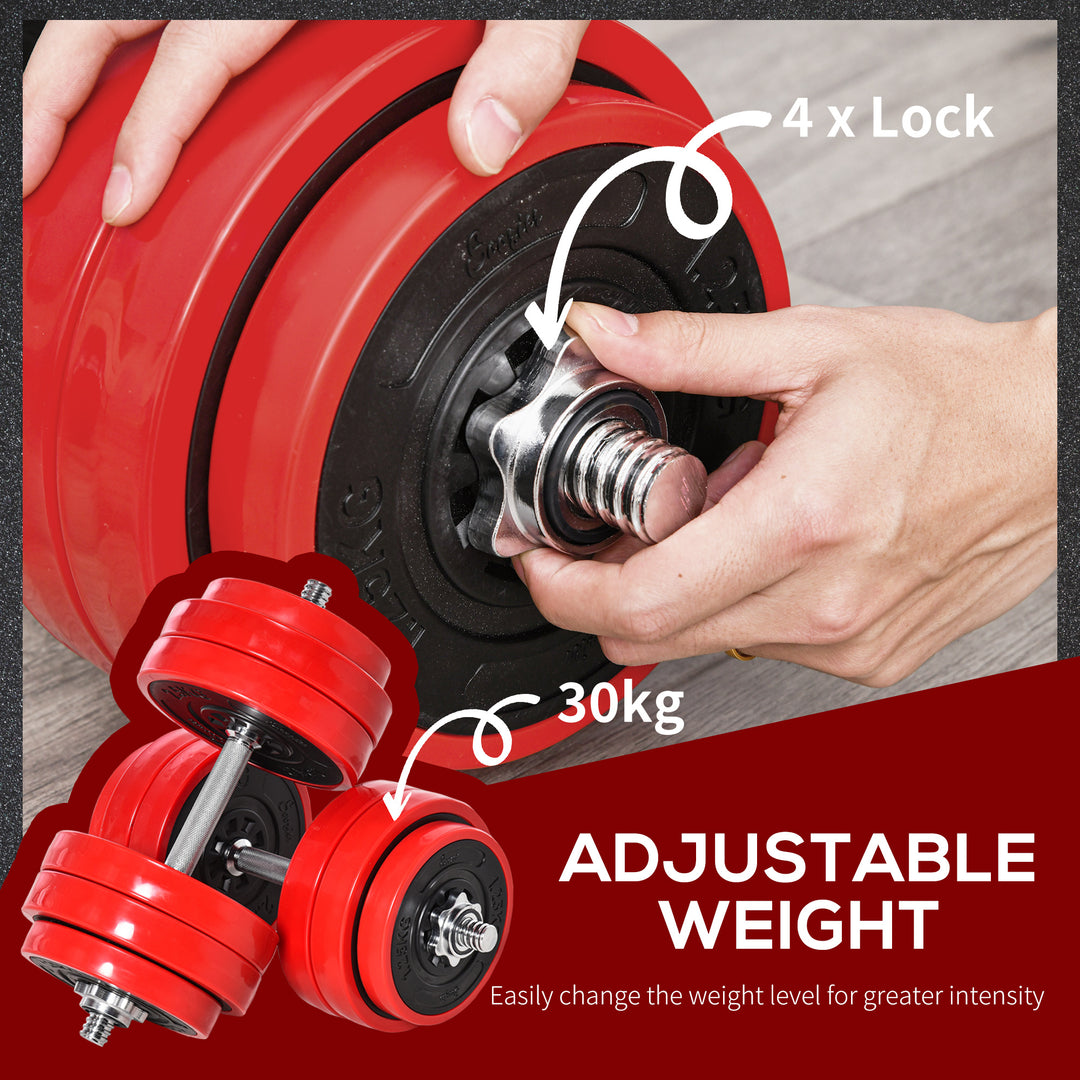 30KGS Two-In-One Dumbbell & Barbell Adjustable Set Strength Muscle Exercise Fitness Plate Bar Clamp Rod Home Gym Sports Area