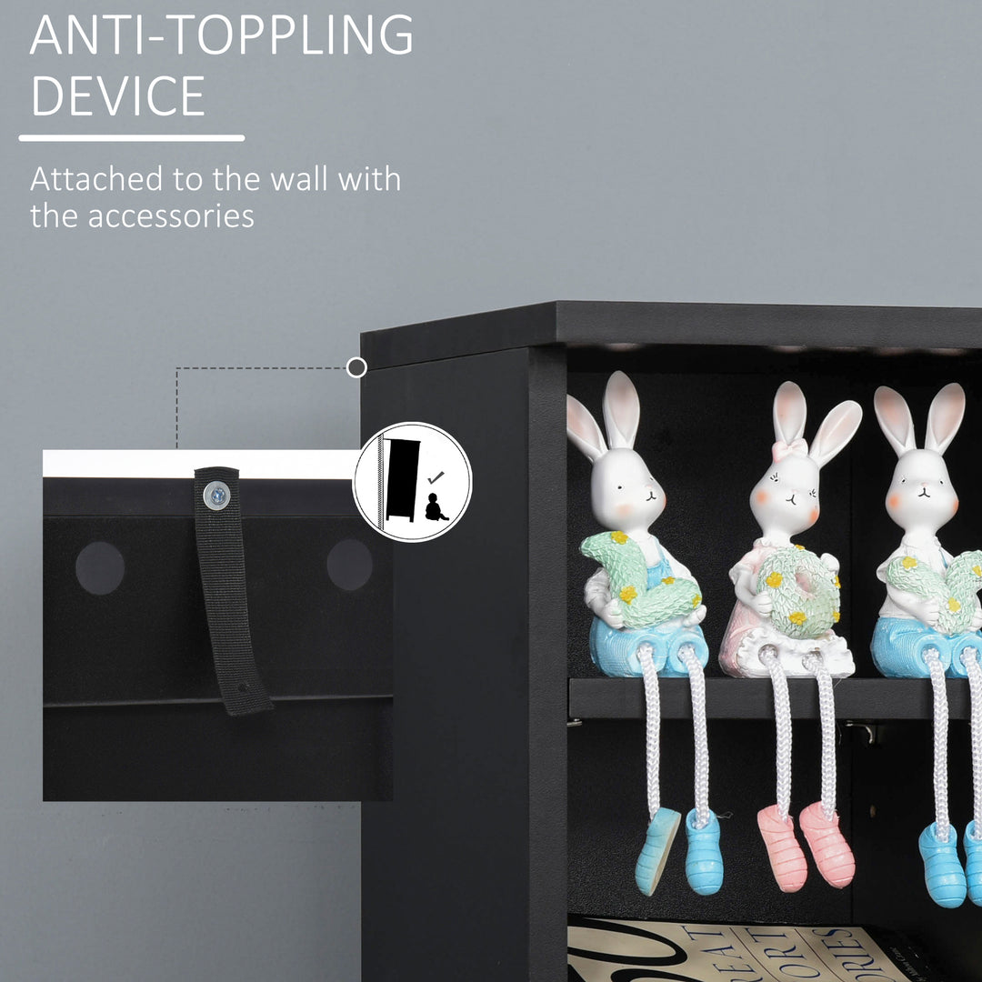 HOMCOM 204 CD Media Display Shelf Unit Set of 2 Blu-Ray DVD Tower Rack w/ Adjustable Shelves Bookcase Storage Organiser, Black