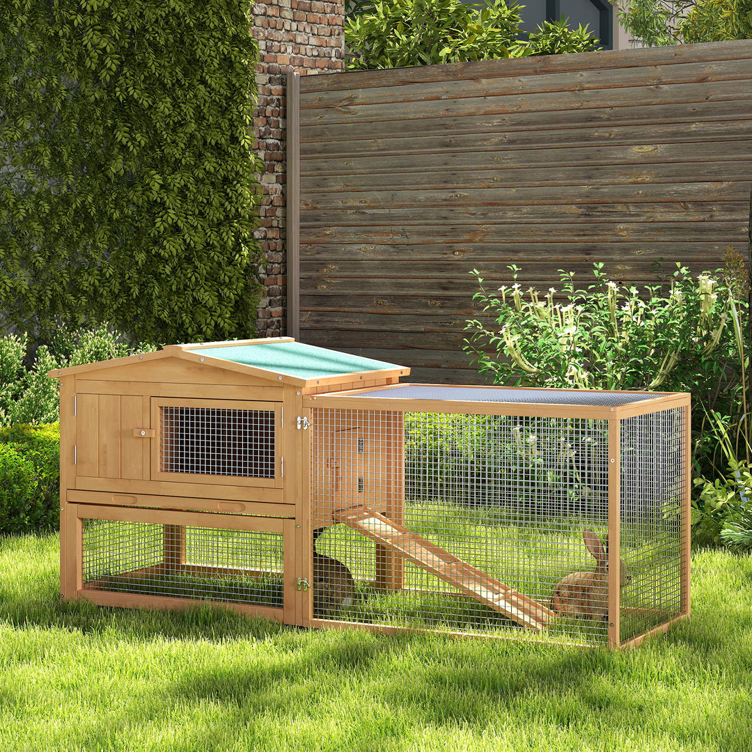 2 Floor Wooden Rabbit Hutch Bunny Cage House Chicken Coop Outdoor Garden Backyard 158 x 58 x 68 cm