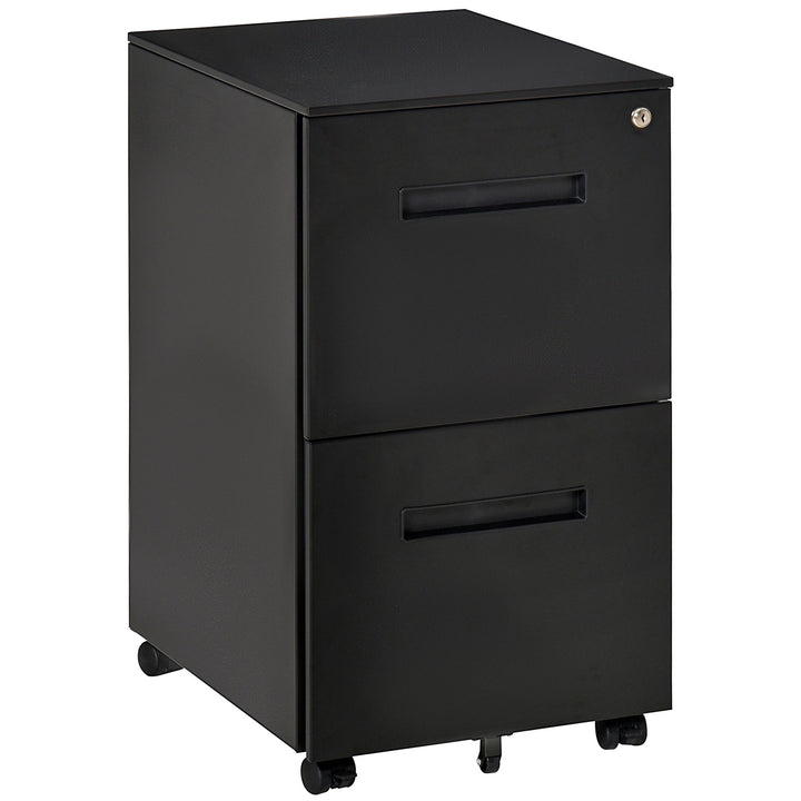 Vinsetto Mobile File Cabinet Vertical Home Office Organizer Filing Furniture with Adjustable Partition for A4 Letter Size, Lockable, Black