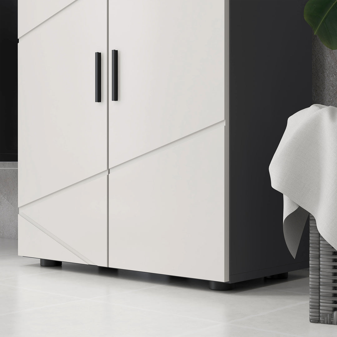 Bathroom Cabinet with 2-Doors Cupboard, 2 Adjustable Shelves-Grey