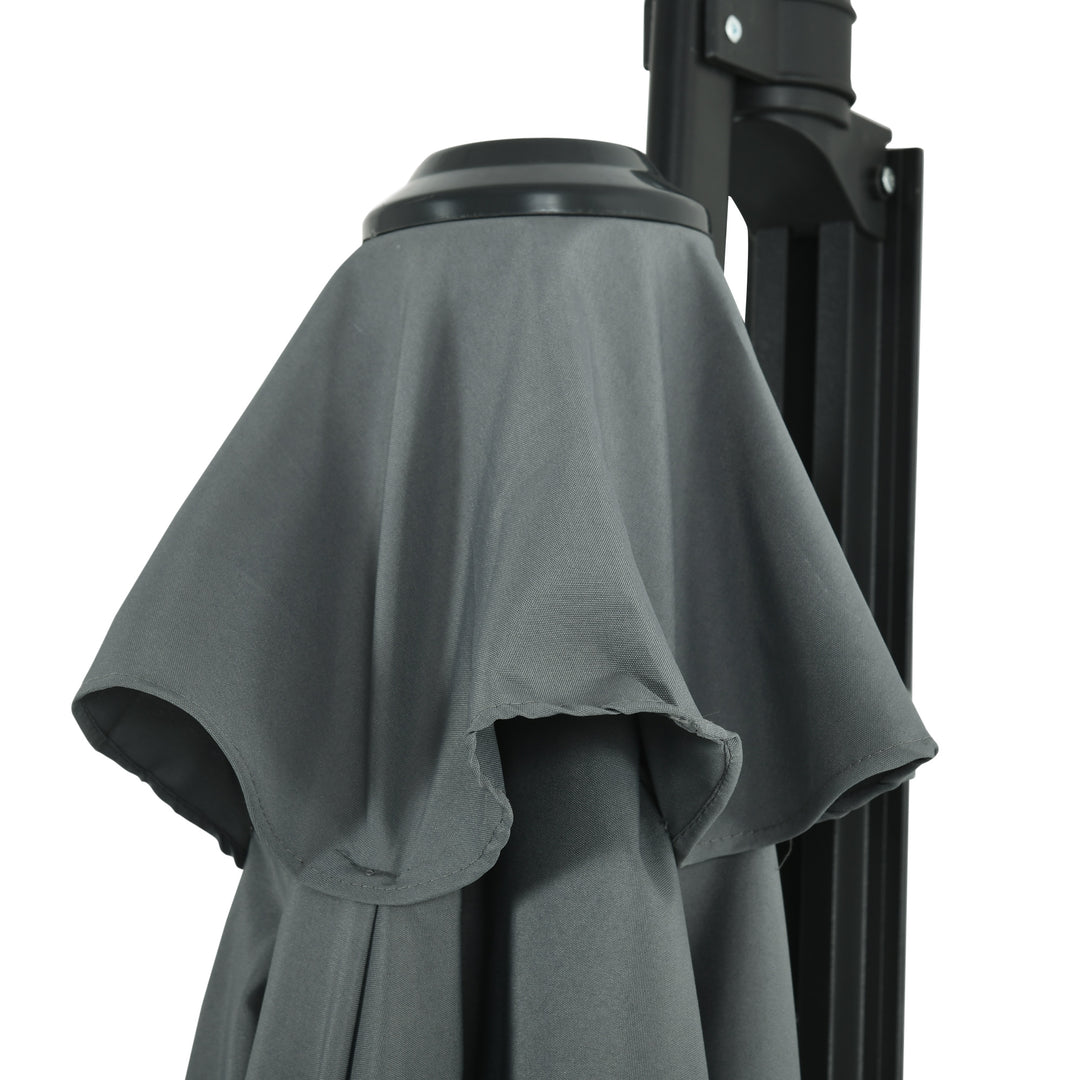 Wall Mounted Parasol, Hand to Push Outdoor Patio Umbrella with 180 Degree Rotatable Canopy for Porch, Deck, Garden, 250 cm, Grey