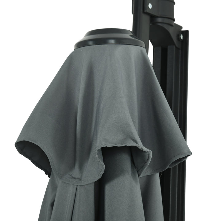 Wall Mounted Parasol, Hand to Push Outdoor Patio Umbrella with 180 Degree Rotatable Canopy for Porch, Deck, Garden, 250 cm, Grey