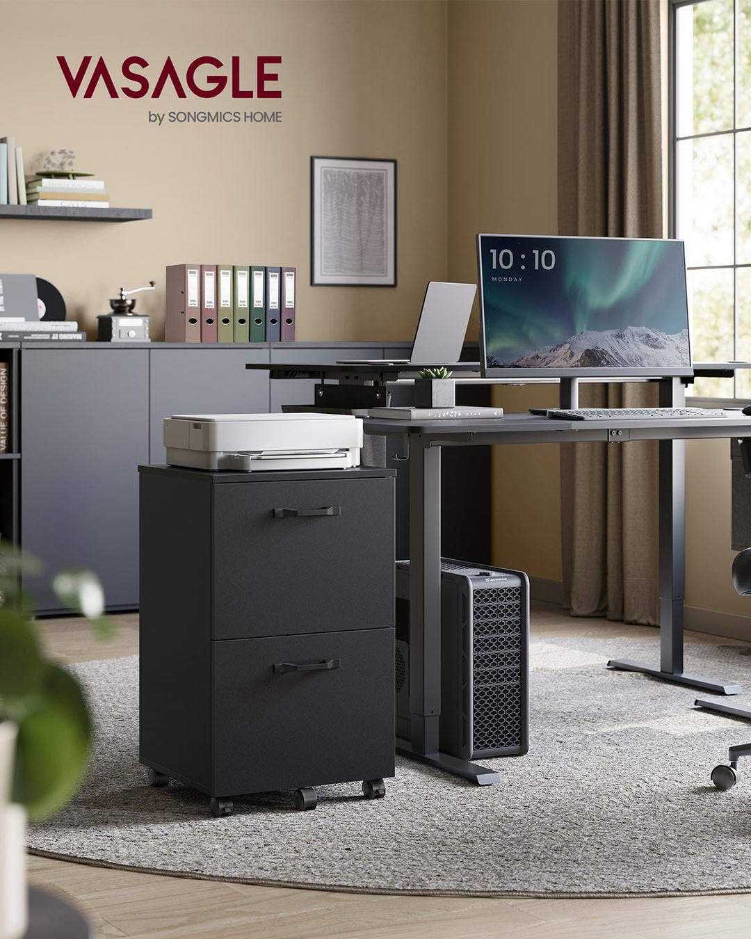 2-Drawer Filing Cabinet Matte Black