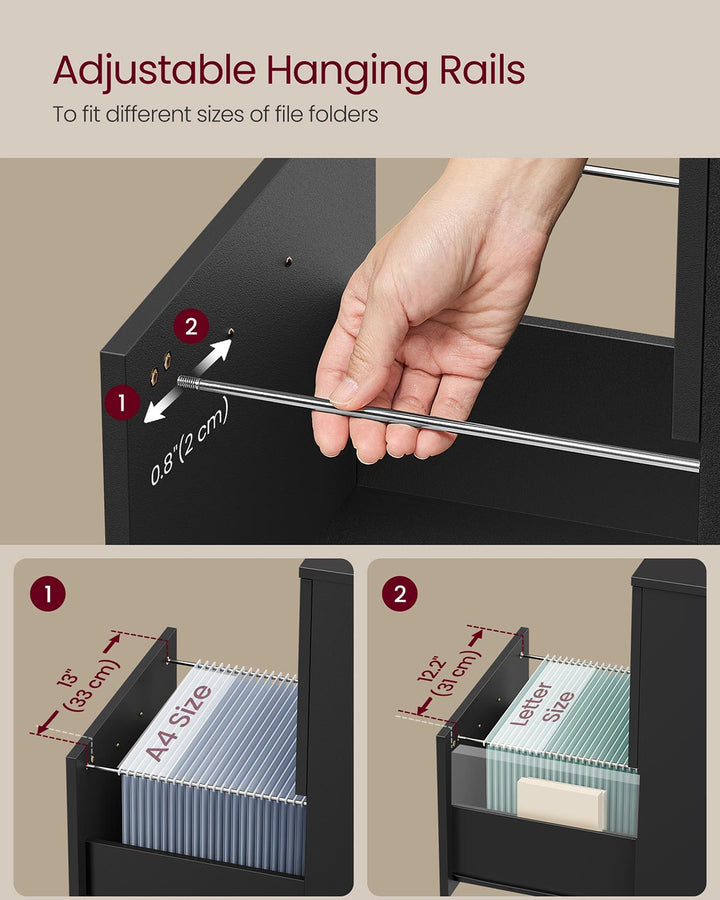 2-Drawer Filing Cabinet Matte Black