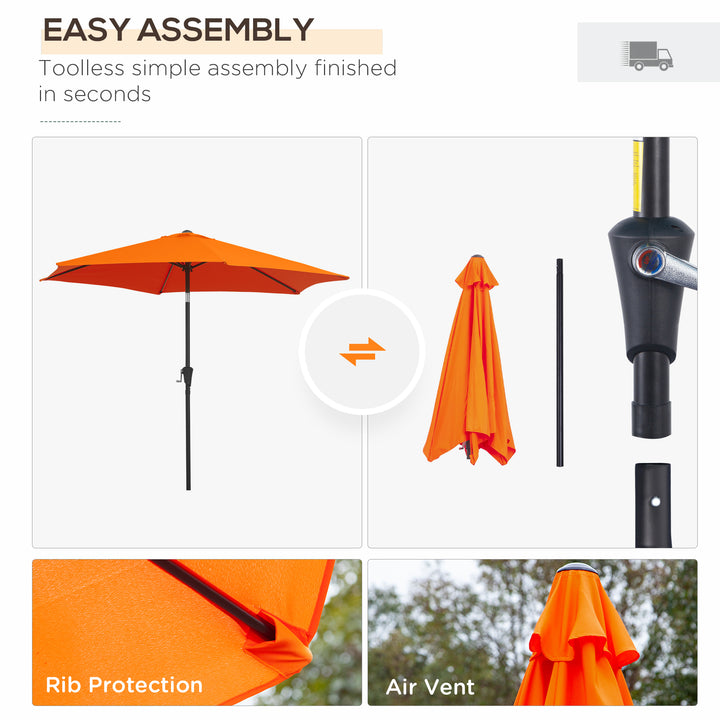 Outsunny 2.7M Patio Tilt Umbrella Sun Parasol Outdoor Garden Sun Shade Aluminium Frame with Crank(Orange)