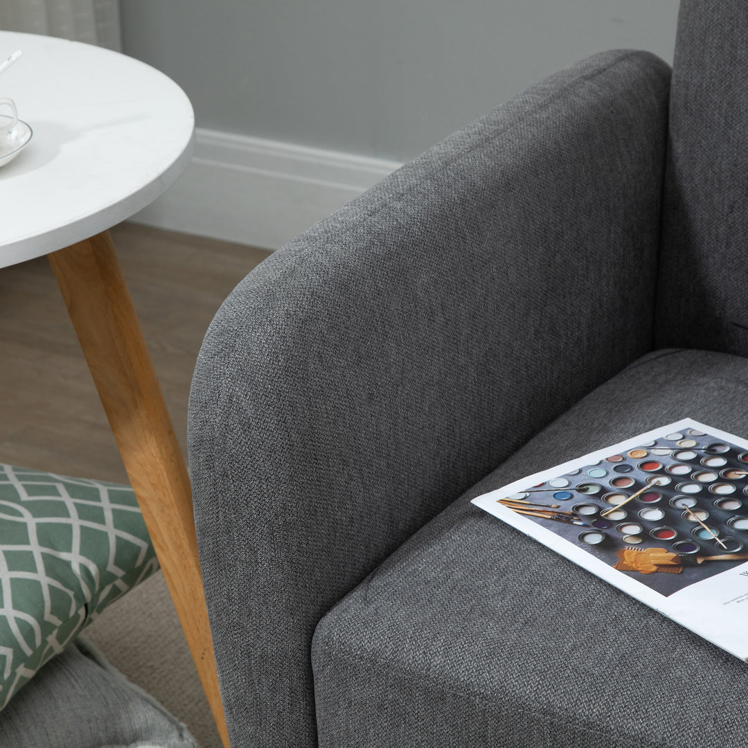 2-Seat Loveseat Sofa Chenille Fabric Upholstered Couch with Rubberwood Legs, Grey