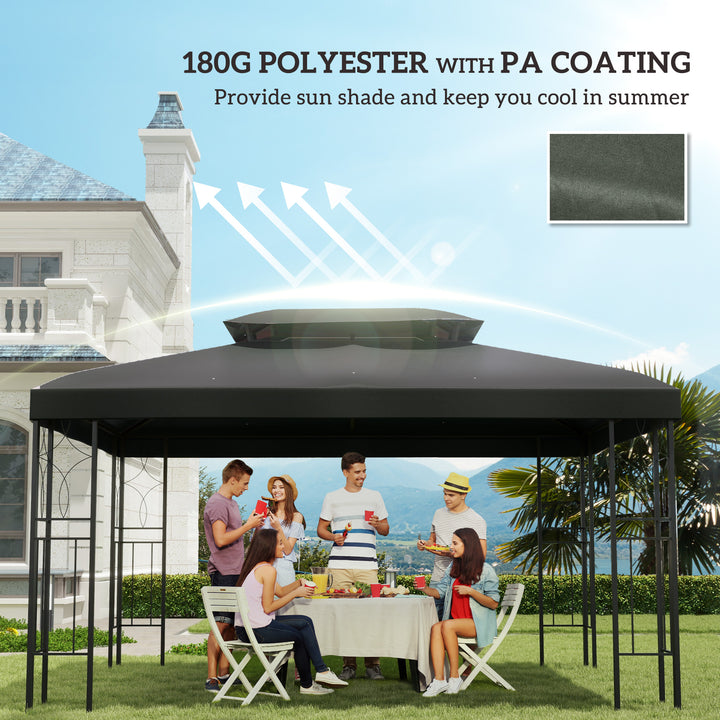 3x4m Gazebo Replacement Roof Canopy 2 Tier Top UV Cover Garden Patio Outdoor Sun Awning Shelters Deep Grey (TOP ONLY)