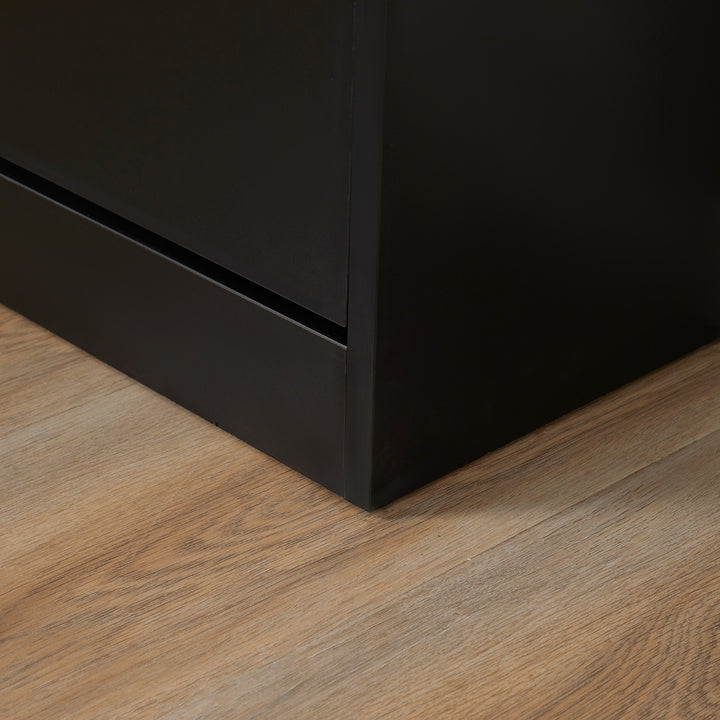 HOMCOM Shoe Cabinet Storage Cupboard 2-Tier Wood Tipping Bucket Modern Hall Organizer with Drawer Adjustable Shelf Large-Capacity Black